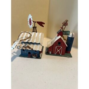 Midwest of Cannon Falls Metal Barn and Windmill Ornaments Set of 2 Rustic Farm